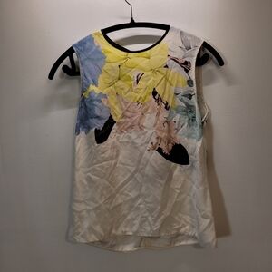 Erdem 100% Silk Sleeveless White Blouse Floral Print - Size 4